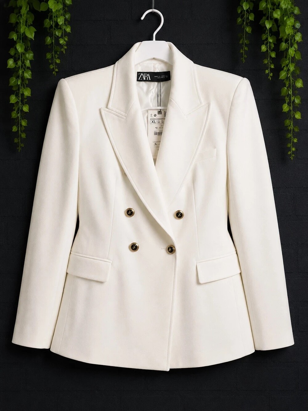 Zara NWT Ivory Double Breasted Blazer XL